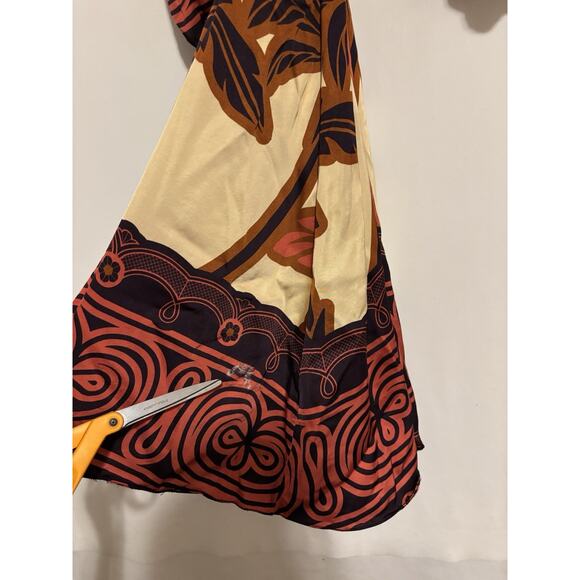 Eugenia Fernandez Maxi Dress Small Boho Wrap Midi Satin Floral Flaws - Picture 11 of 13